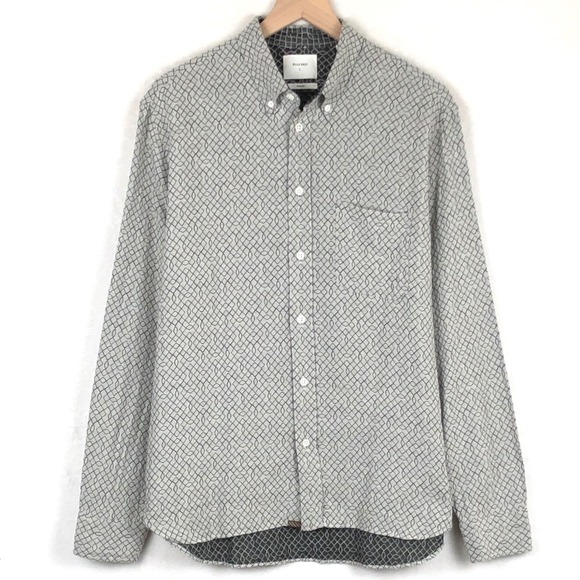 BILLY REID Standard Fit Geometric Print Cotton Button Down Shirt Men's L Italy - Picture 1 of 10